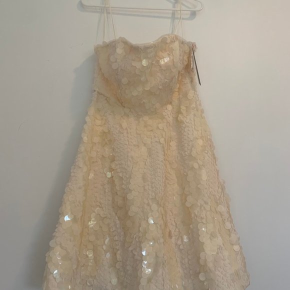 NWT Nicole Miller NYC Cream Cocktail Sequin Dress - Picture 3 of 11